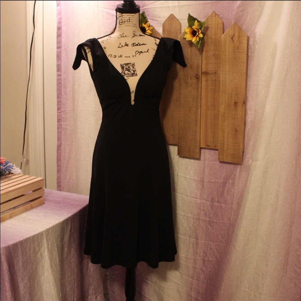 White House Black Market open back black dress